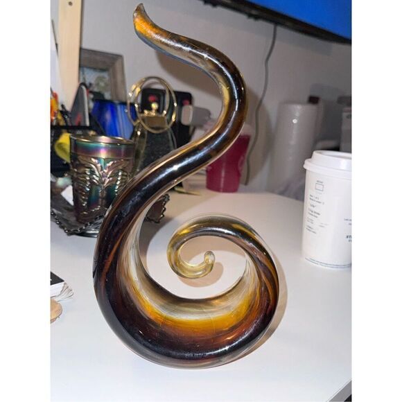 Brown black glass snake shape Murano style - Picture 9 of 13